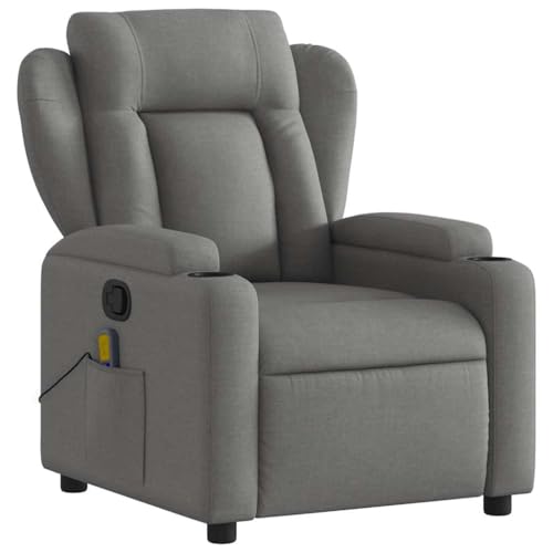 Sillón masaje reclinable tela gris oscuro miniatura 4