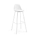 Kave Home - Taburete Alto de Bar Brighter Blanco 75 cm con Respaldo, Asiento tapizado en Piel sintética y Patas de Acero en Blanco