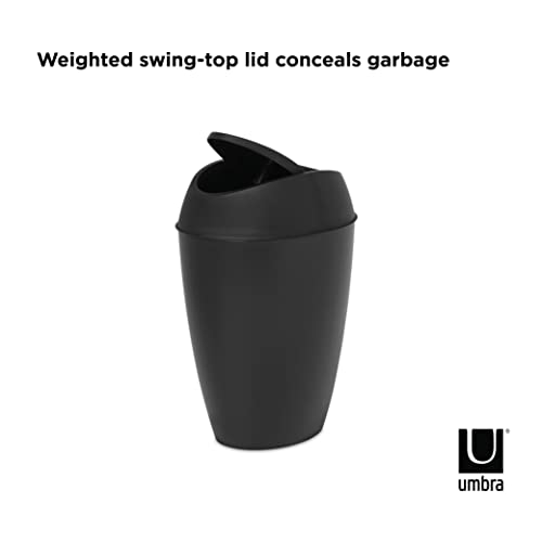 Papelera con tapa basculante negra de 2.4 galones para cubos de basura compactos 7