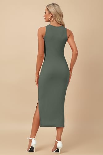 Image of AUSELILY Womens Summer Bodycon Dresses 2026 Basic Casual Sleeveless Knit Tank Midi Dress