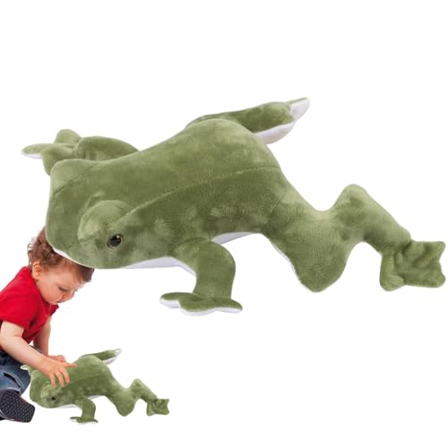 Peluche de rana realista, animal de acorazado de rana verde,Cojín de peluche de rana de peluche de 11 pulgadas para habitación infantil decoración del hogar