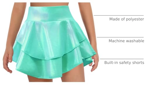 Image of Haloumoning Girls Metallic Skater Skort Kids Shiny Scooter Skirt 4-14 Years