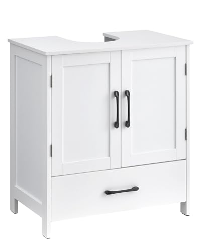 Cozivellia Bathroom Vanity Sink Cabinet Under Sink Storage Cabinet with 2 Doors Waterproof Pedestal Sink Cabinet for Bathroom Laundry Room Kitchen White with Drawer