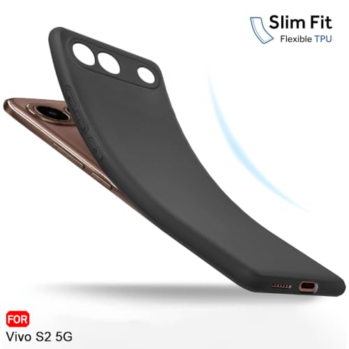 Image of TheGiftKart Sleek Back Cover Case for Vivo S2 5G | Slim Fit Protective Design | Ultra Matte Finish | Camera Protection Bump | Soft Silicon Back Cover Case for Vivo S2 5G (Silicone, Black)
