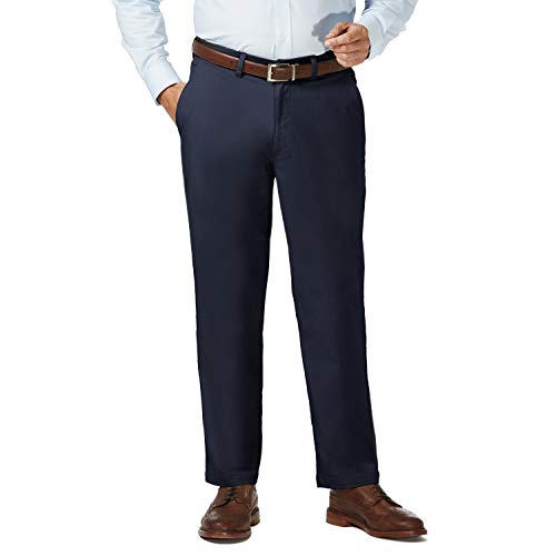 Haggar Men's Comfort Classic Fit Flat Front Flex Waistband Khaki Pant Reg. and Big & Tall Sizes