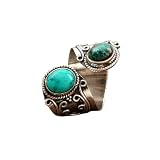 CHUU YUNG Bohemian Vintage Turquoise Oval Flower...
