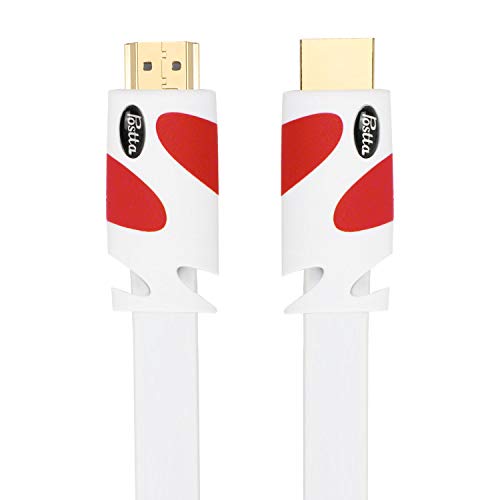 Postta Flat Hdmi Cable 40 Feet Flat Hdmi 2.0 Cord Support 4K, 3D, 2160P, 1080P, Ethernet And Audio Return-White-Red #TOP3