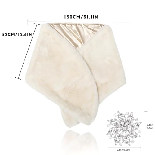 Tgirls Women's Faux Fur Shawl and Wraps Wedding Bridal Fur Stole Winter Fur Scarf for Bride and Bridesmaids2