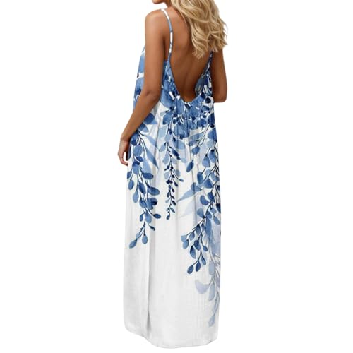 Image of HTHLVMD Backless Cami Dress Summer Dresses for Women 2026 Spaghetti Strap Dresses Womens Solid Color Backless Cami Dress