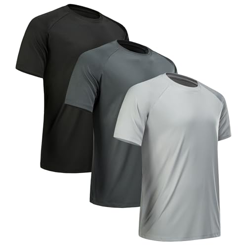 YOIOWVY Camisetas de Entrenamiento para Hombre, Manga Corta, Pack de 1/3/5/7 Camisetas, Secado rápido, Rendimiento, atléticas