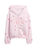 GAP Girls Logo Hoodie Hooded Full Zip Sweatshirt Light Pink Heart L