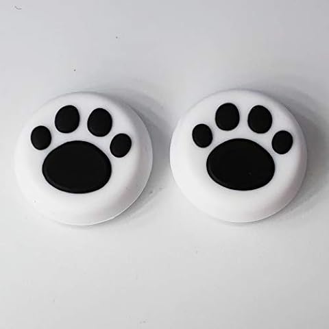 2PCS Analog Stick Thumb Stick Grips Thumbsticks Joystick Cap for PS5 PS4 Slim Pro PS3 Xbox one Xbox 360 PS2 Xbox one X S Elite DualShock 4 Switch Pro Wii U Controller White-Black Paw Cover