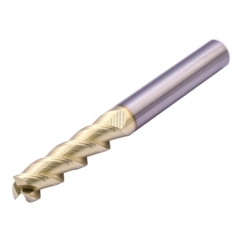 Image of 3 /8 inch 3 Flute Solid Carbide Long End Mill, 3-1 /2 inch Overall Length, ZrN Coated | 45 Helix, 3 /8 inch Cutting Dia, 3 /8 inch Shank Dia, 1-1 /2 inch Length of Cut, for Milling Aluminum and Copper, Square End