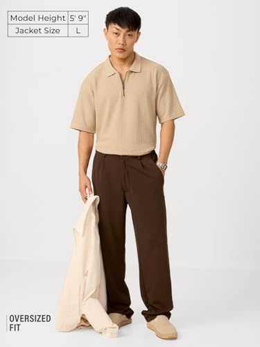 Image of The Souled Store Canoli Men and Boys Short Sleeves Collared Neck Regular Fit Cotton Blend Zipper Polos