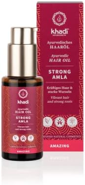 khadi STRONG AMLA Ajurwedyjski olejek do włosów, wspomaga wzrost włosów, zapobiega wypadaniu włosów i siwym włosom, wzmacnia cebulki włosów, 100% ziołowy i wegański, kosmetyki naturalne 50ml
