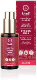 khadi STRONG AMLA Ajurwedyjski olejek do włosów, wspomaga wzrost włosów, zapobiega wypadaniu włosów i siwym włosom, wzmacnia cebulki włosów, 100% ziołowy i wegański, kosmetyki naturalne 50ml