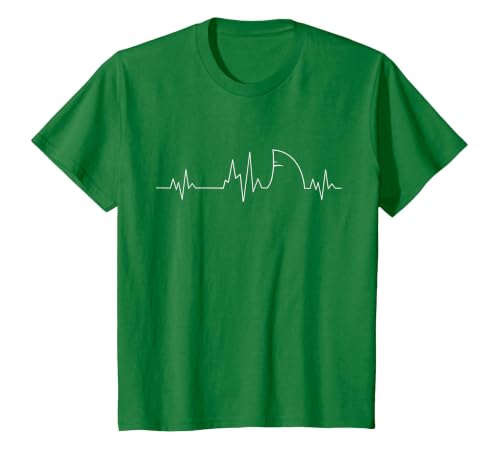 Shark Heartbeat EKG Funny Fish Fin Pulse Ocean Animal Lovers T-Shirt, Youth, Kelly Green, Small
