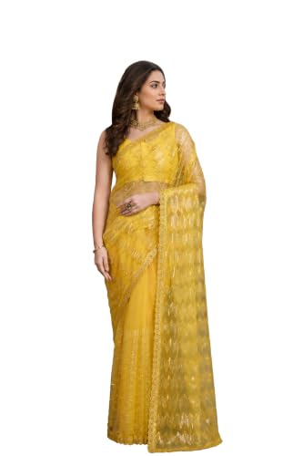 Monjolika Fashion Women's Soft Net Saree with Unstitched Blouse piece For Wedding, Festival(11203) Deal