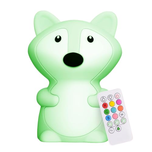 LED Nursery Fox Night Light for Kids LumiPets Cute Animal Silicone Baby Night Light with Touch Sensor - Portable and Rechargeable Infant or Toddler Color Changing Bright Nightlight & Baby Gifts
