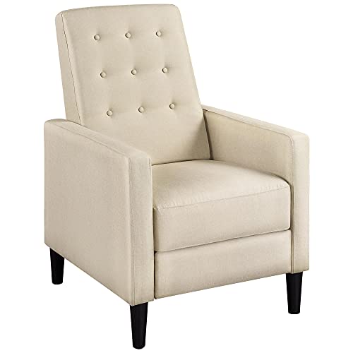 Yaheetech Fabric Recliner Chair Tufted Upholstered Single Sofa Beige