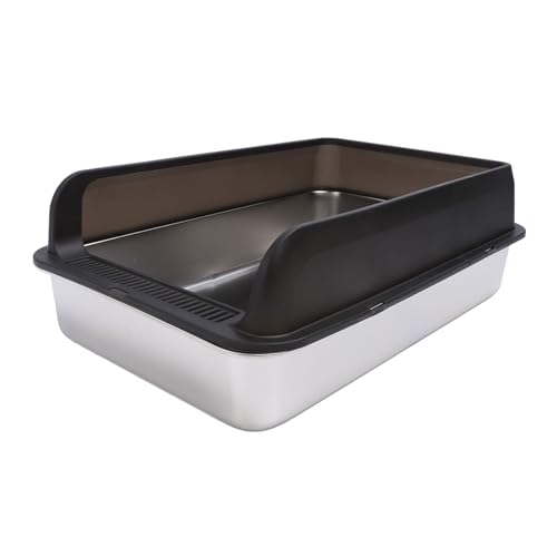 Arenero de acero inoxidable para gatos extra grande con tapa miniatura 1