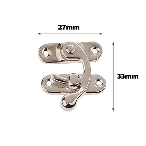 Hawk Eye Metal Lock/Buckle/Latch/Hook/Swing Clasp with Screws for Wood Jewellery and Small DIY Works 10 Pcs with Screws (Silver), 34x28 mm 4