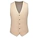 KUDORO Suit for Men Slim Fit 3 Piece Light Khaki Casual Business Wedding Tuxedo Suit Jacket Vest Pants Set XX-Large
