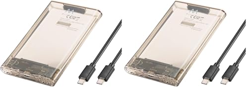 Ewent Boîtier SSD/HDD USB-C (USB 3.2 Gen1) SuperSpeed 5 Gbps – Boîtier externe pour Disque Dur 2,5″ SATA jusqu’à 9,5 mm, Support UASP, Boîtier transparent, Installation sans vis,Compatible Windows/Mac