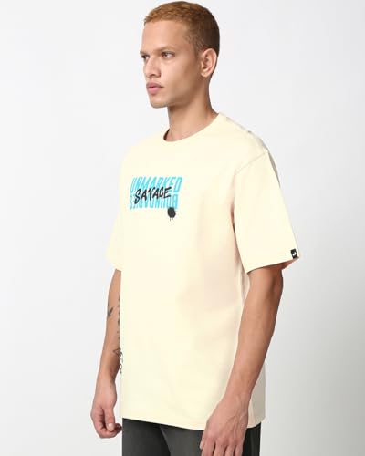 Image of Bewakoof Men's Graphic Print Oversized Fit T-Shirt