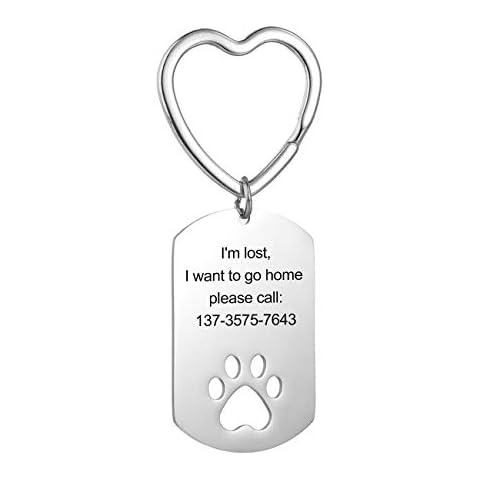 Personalized Keychain Dog Paw Shape with Name Engraving Stainless Steel Keychain Women Ladies Gift for The Birthday Anniversary Cover
