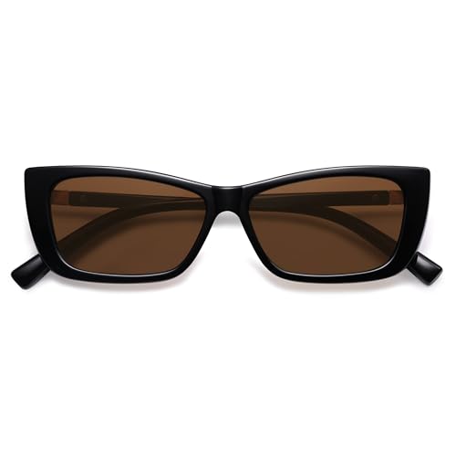 Retro Rectangle Sunglasses for Women Trendy Cateye 90s Narrow Vintage Sunnies AP3724