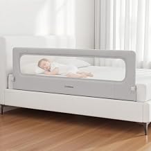 Folding Bed Rail for Toddlers, Baby Bed Rail Guard with Reinforced Anchor Safety System, Toddler Bed Rails for King Size Beds, Twin, Full, Queen Grey, 71"x21.6"