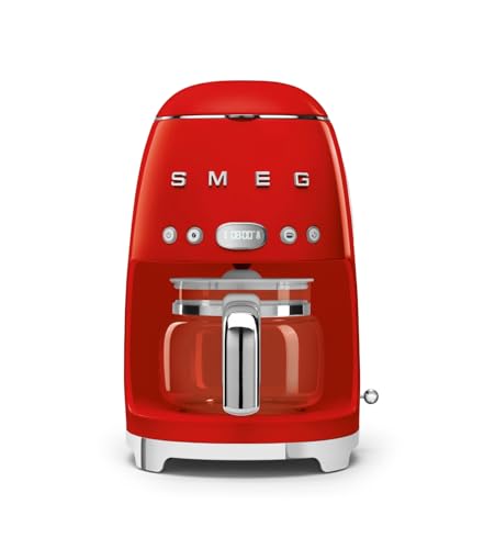 Smeg, Machine à Café Filtre DCF02RDEU, Fonction Arôme et Autostart, Carafe en Verre Jusqu'à 12 Tasses, 2 Niveaux d'Intensité, Mode Maintien au Chaud, 1050...