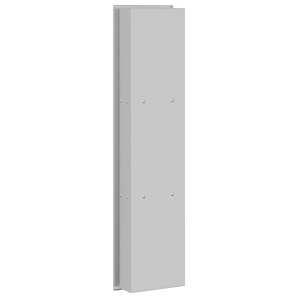 Regał wnękowy pod prysznic, srebrny, 90 x 20 x 9,5 cm, malowana stal nierdzewna, odporny na działanie wody, na przybory prysznicowe, szampon, odżywkę, żel pod prysznic