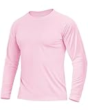 Boladeci Mens UV Protection Shirts UPF 50 Sun Shirts for Men Long Sleeve Summer Clothing Workout Shirts for Men Mens Tee Shirts Rash Guard Light Pink 2XL Undershirt