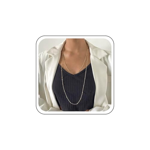 Inateannal Capas De Bolas Collar De Cuentas Collar De Cadena De Oro De La Estación De Cadena De Satélite Collares Gargantilla Collares De Bolas De Cuentas Largas Joyas Para Las Mujeres