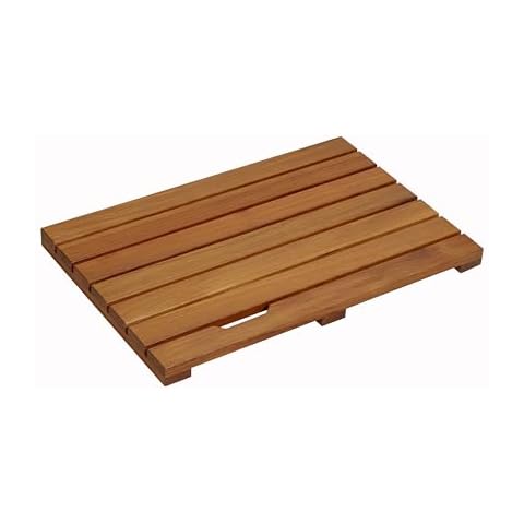Facilehome Wood Bath Mat, Non Slip Wood Teak Shower Mat, Wooden Bathroom Floor Mat, 23.6" L x 15.7" W x 1.4" H Cover