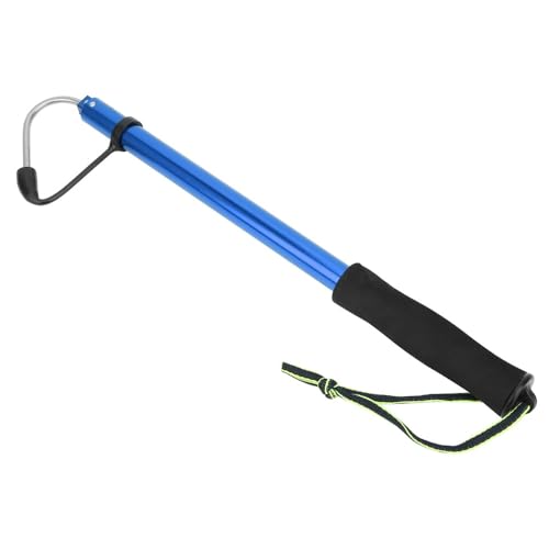 MOPFOL Telescopic Fishing Gaff – Lightweight Aluminum Alloy Pole with Non-Slip EVA Handle & Stainless Steel Hook for Saltwater Boat & Kayak Fishing(Blue)