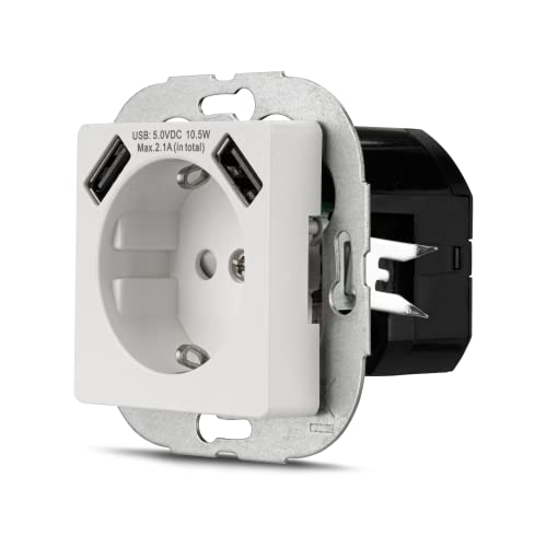 Preisvergleich Produktbild REV 0240130104 PrimaLuxe, 2 Anschlüssen, max. 2,1A, 5VDC, 10,5W, Weiss, Steckdose + USB