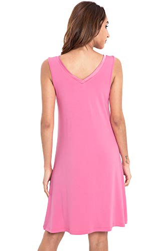 Image of GYS Cooling Bamboo Viscose Nightgowns for Women, Lightweight Sleeveless V Neck Sleep Shirt for Hot Sleepers, Soft Night dress