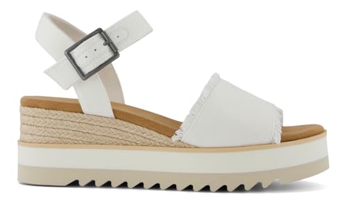 Image of TOMS Women's Diana Wedge Heel Sandal, Leather Upper, Rope-Wrapped Midsole, Adjustable Strap, Buckle, OrthoLite Insole