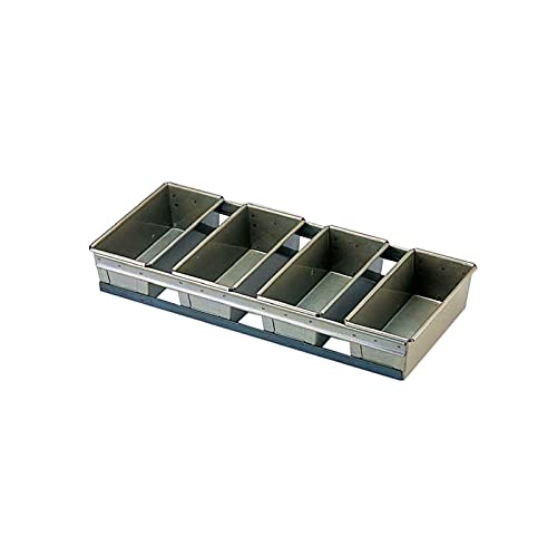 シリコン加工 ワンローフ型 4連結 ブリキ 【製パン用品 業務用 食パン型】（Amazon）