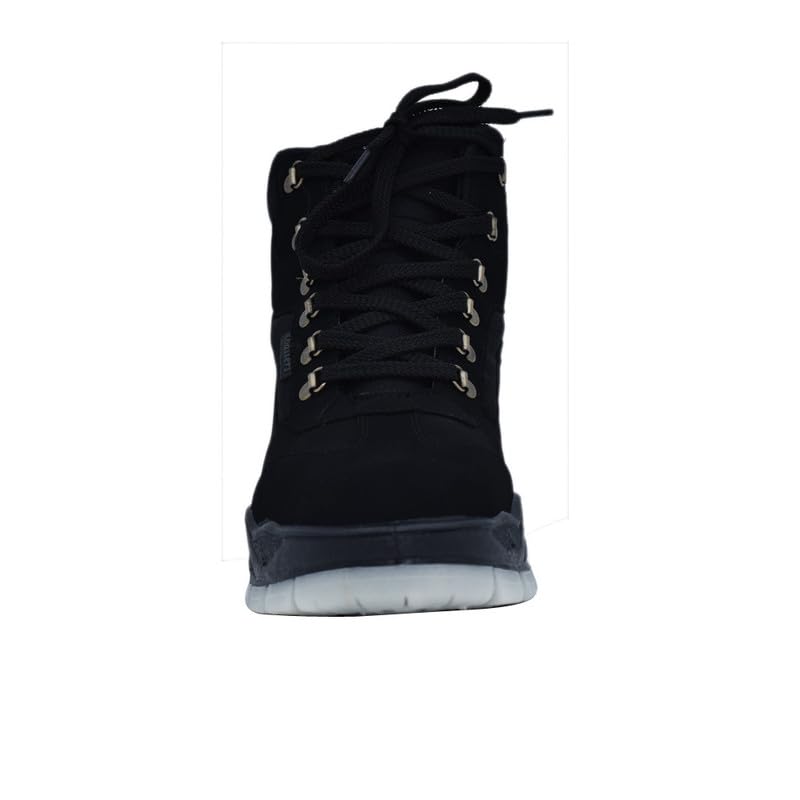 Image of Men's High Ankle Casual Boots for Men | Lightweight Lace-Up Sneakers Shoes | Stylish Comfortable Outdoor Walking Boots | Black Casual Shoes for Boys and Men
