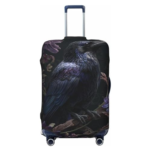 Raven Dark Fantasy Aesthetic Elastic Travel Luggage Covers Dustproof Scratch-Resistant Suitcase Protector Fit 22-24 Inch