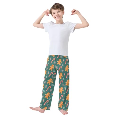 Boys' Pants Gingerbread Man Sweet Snowflakes Green Long Bottoms Jogger Pants Elastic Waist Trousers with Pockets S-XL2