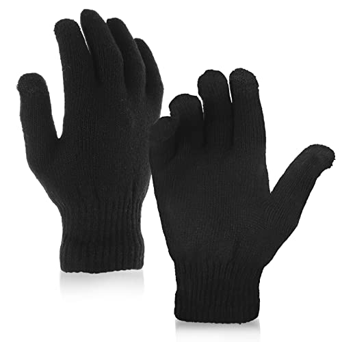 WLLHYF Winter Touchscreen Zauberhandschuhe Warme Finger Handschuhe Arbeits Schreib Winddichter Dehnbarer Gestrickter Fäustling Rutschfester Ski Liner Handschuh für Damen Herren bei Kaltem Wetter