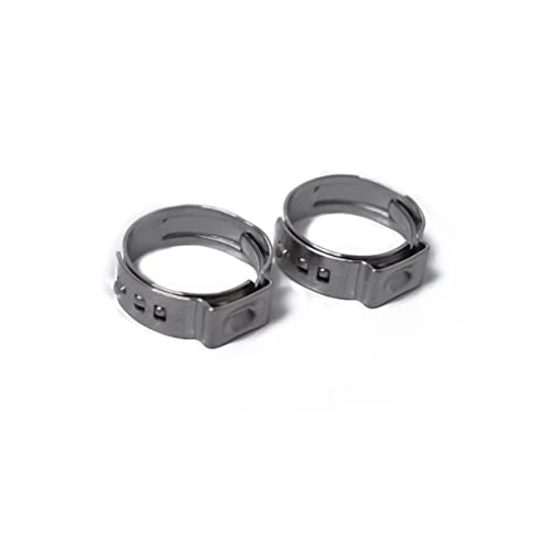 STOBAZA 10Pcs Stainless Steel Single Ear Hose Clamps Hose Clip for Automotive and Home Appliance Use Secure Hose Sealing Silver Finish