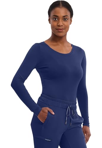 Image of Healing Hands Underscrub Long Sleeve Women Knits Scrub Tops | Soft Cotton Blend Knit, Breathable Stretch Comfort, Machine Wash, Easy Care Fabric, Ideal For Layering Under Scrubs
