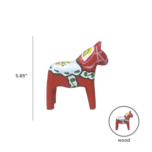 Essence Of Europe Gifts E.h.g Scandinaviangiftoutlet | Swedish Themed Wood Orange-Red 4" Dala Horse With Artwork Decal & Hand Painted Accents #TOP2