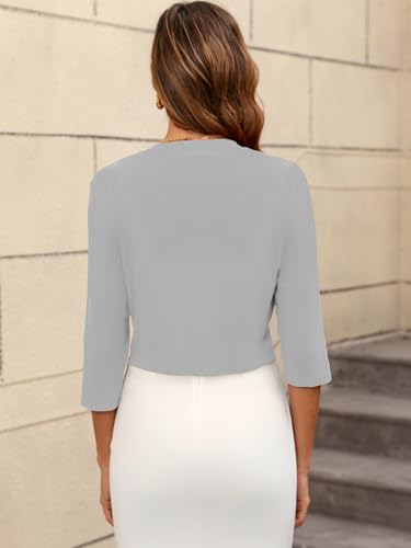 Image of Women's Long Sleeve Shrugs Lightweight Open Front Cropped Cardigan for Women S-2XL